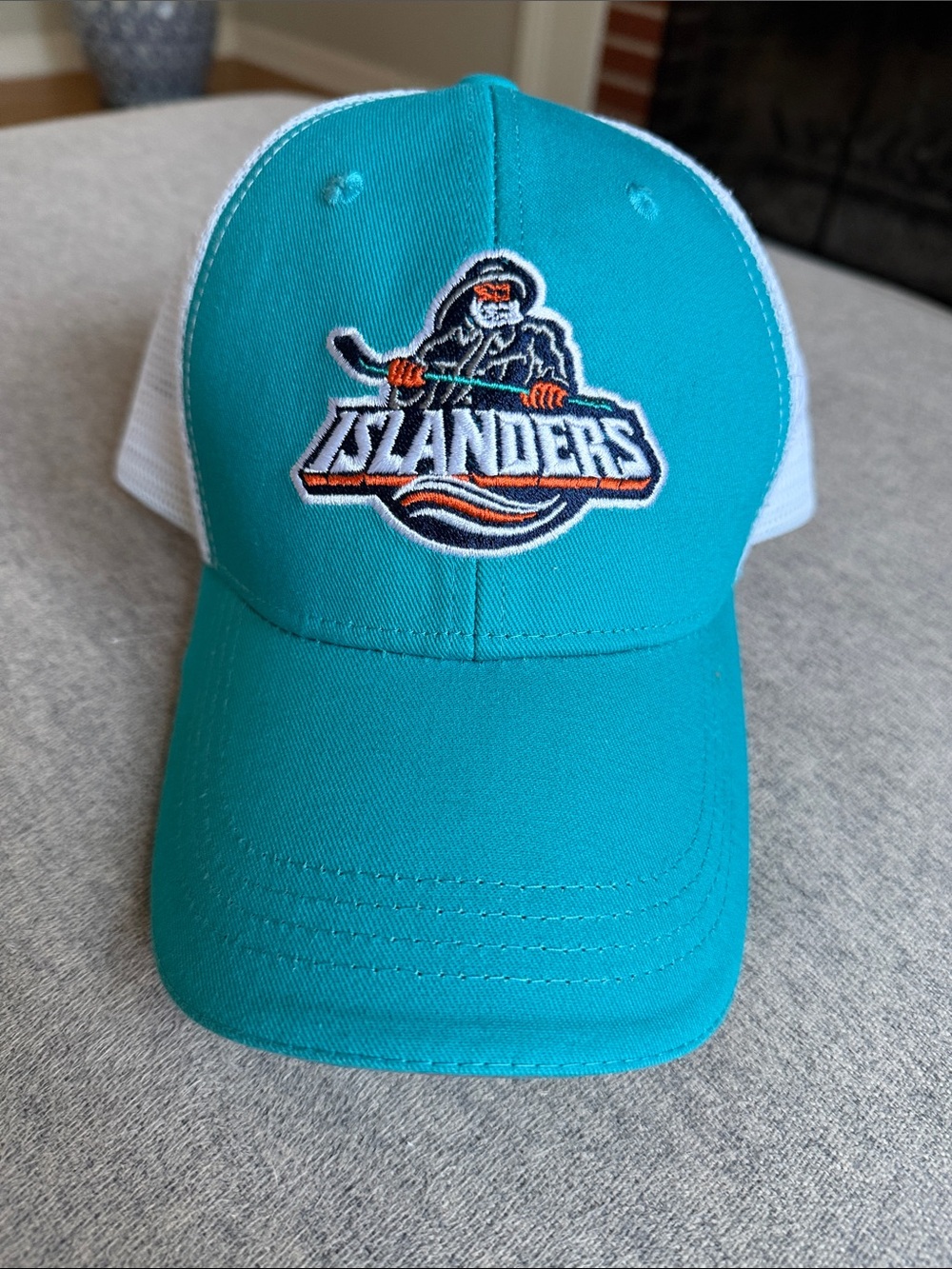 NY Islanders BWM Global White Mesh Trucker Hat